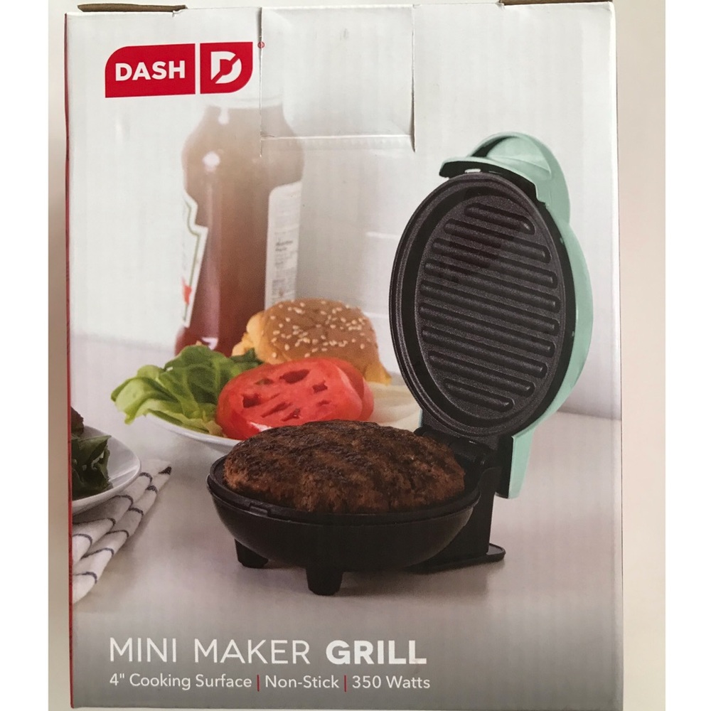 DASH Mini 4” Maker Grill Aqua 350 Watts